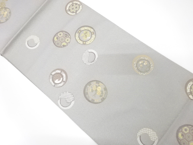 JAPANESE KIMONO / ANTIQUE FUKURO OBI / SILK / WOVEN ROUNDEL